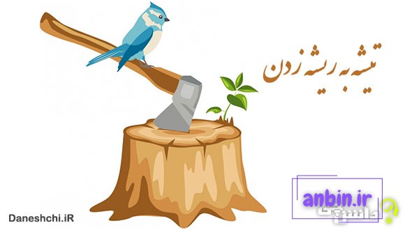 معنی تیشه به ریشه زدن