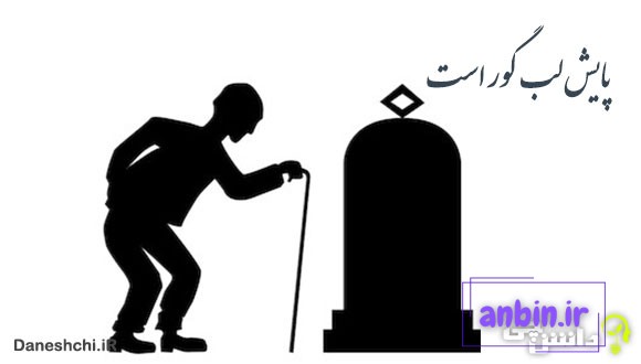 معنی پایش لب گور است