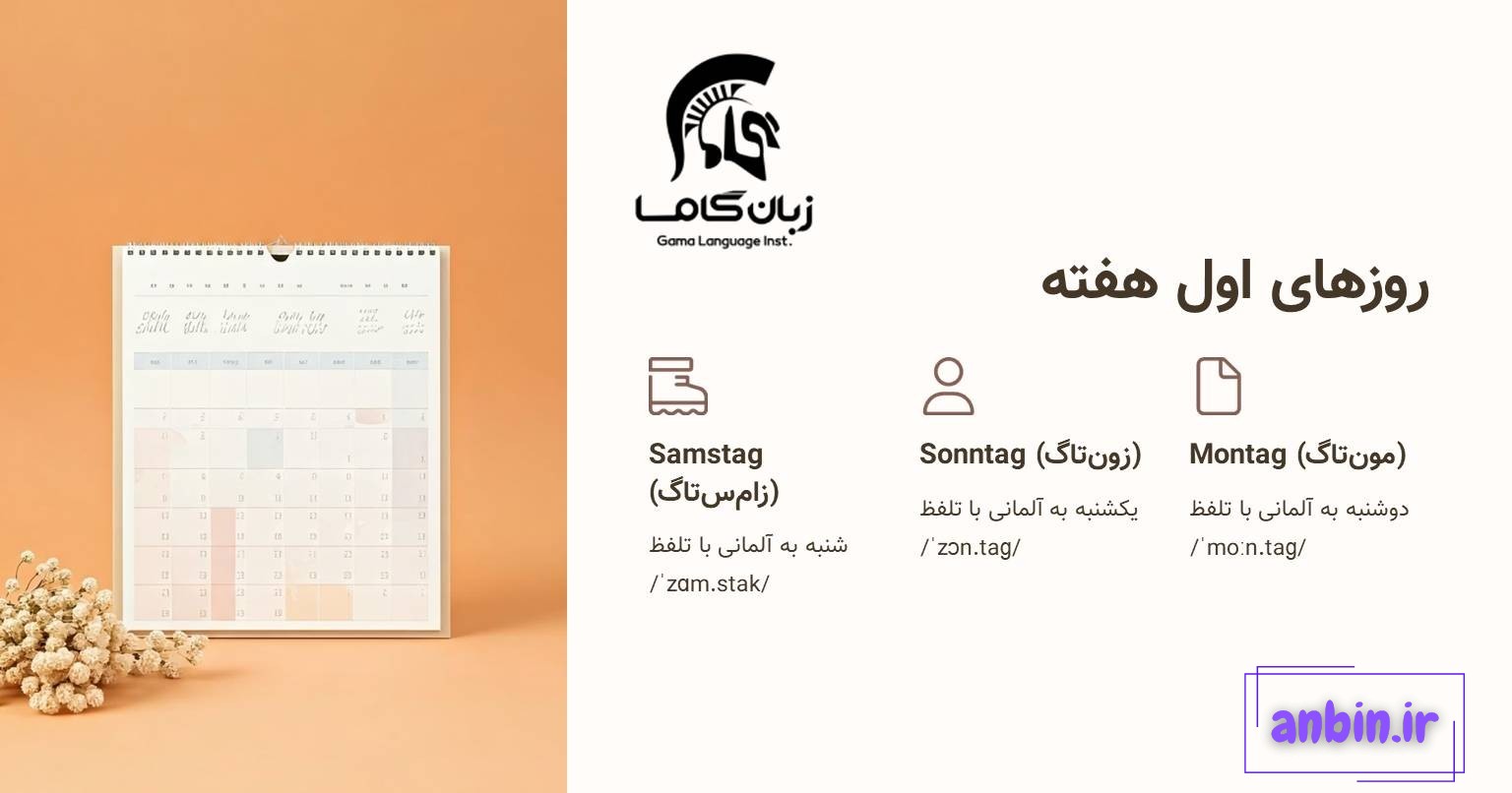 روز های اول هفته به آلمانی
