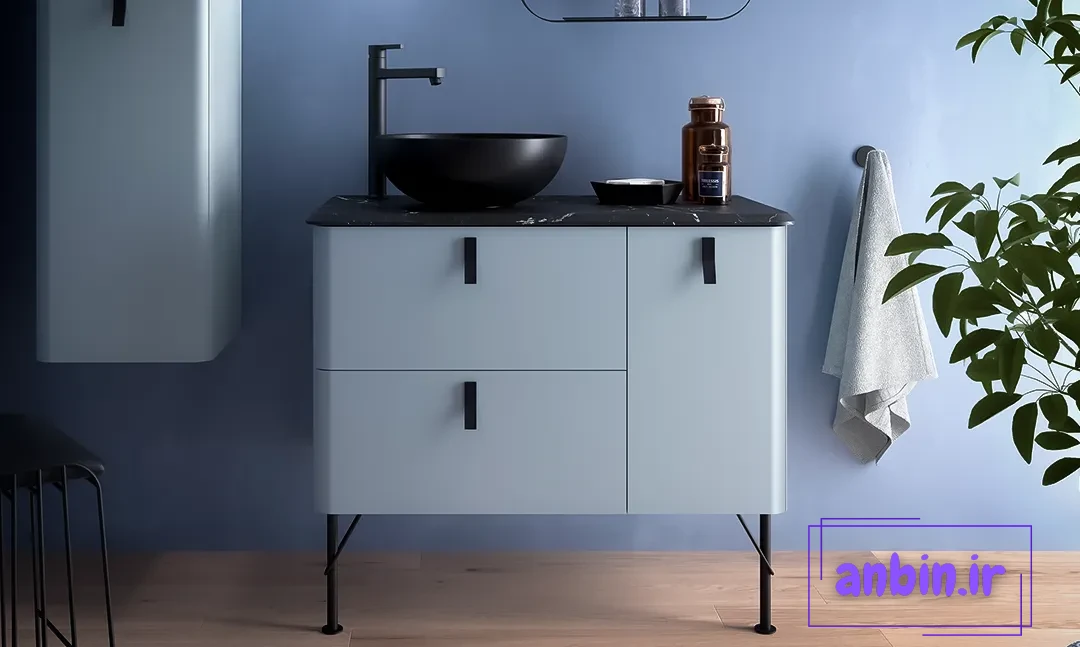 روشویی کابینتی پایه‌دار و کشودار 