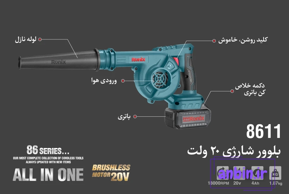 بلوور شارژی رونیکس مدل 8611