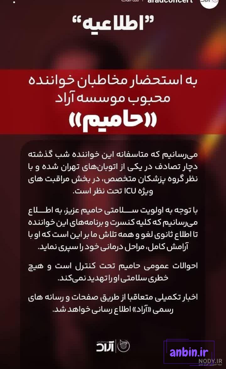 عکس حامیم تصادف کرده
