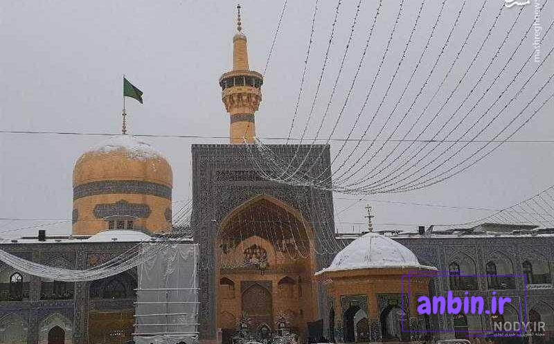 عکس حرم امام رضا در شب برفی - عکس نودی